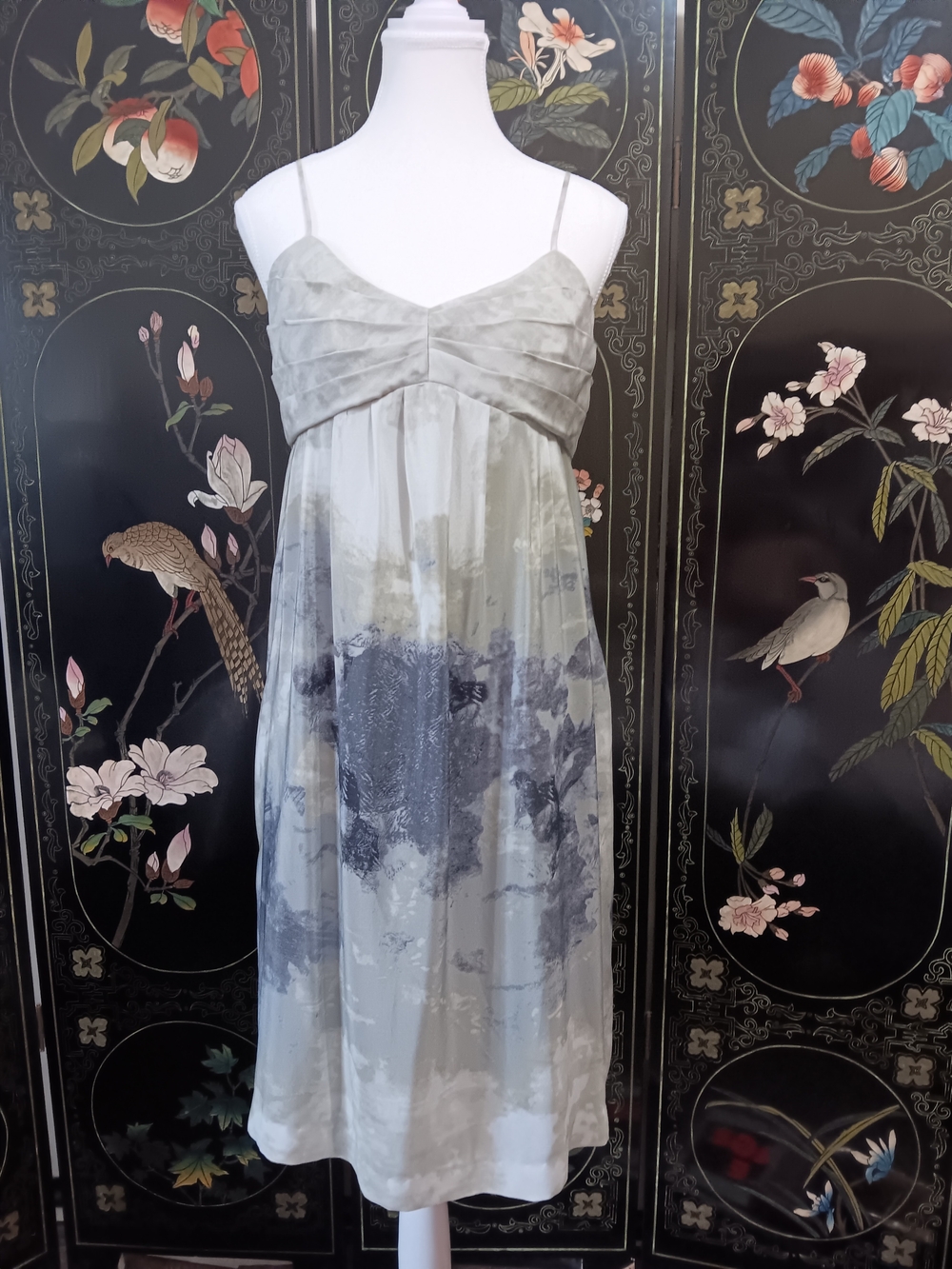 Gray Floral Midi Slip Dress